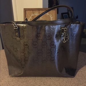 Michael Kors gray metallic purse